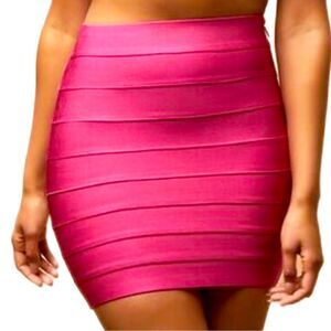 Herve Leger x Forever 21 Bandage Mini Skirt Hot Pink Stretch M
